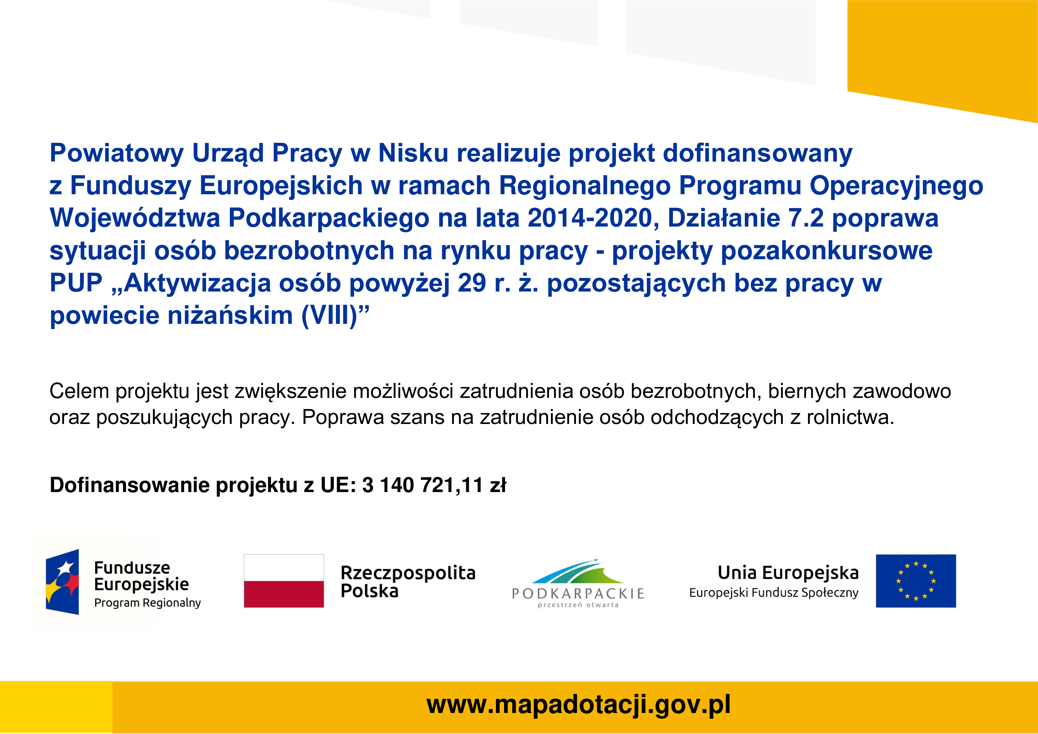 Aktywizacja osób powyżej 29 roku życia pozostających bez pracy w powiecie niżańskim VIII