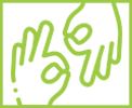 logo, jezyk migowy, zielona linia
